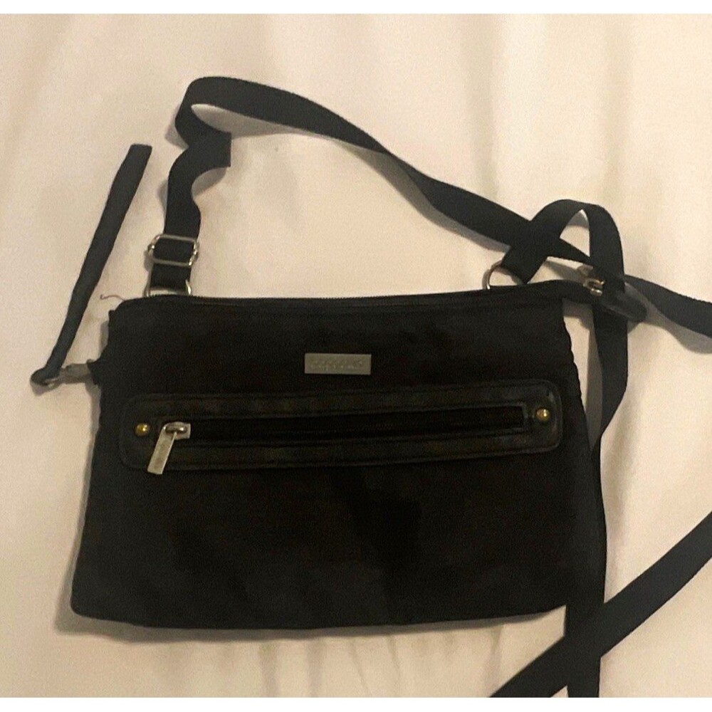 baggallini Women’s Black Medium Crossbody Bag Zip Adjustable Detachable Strap